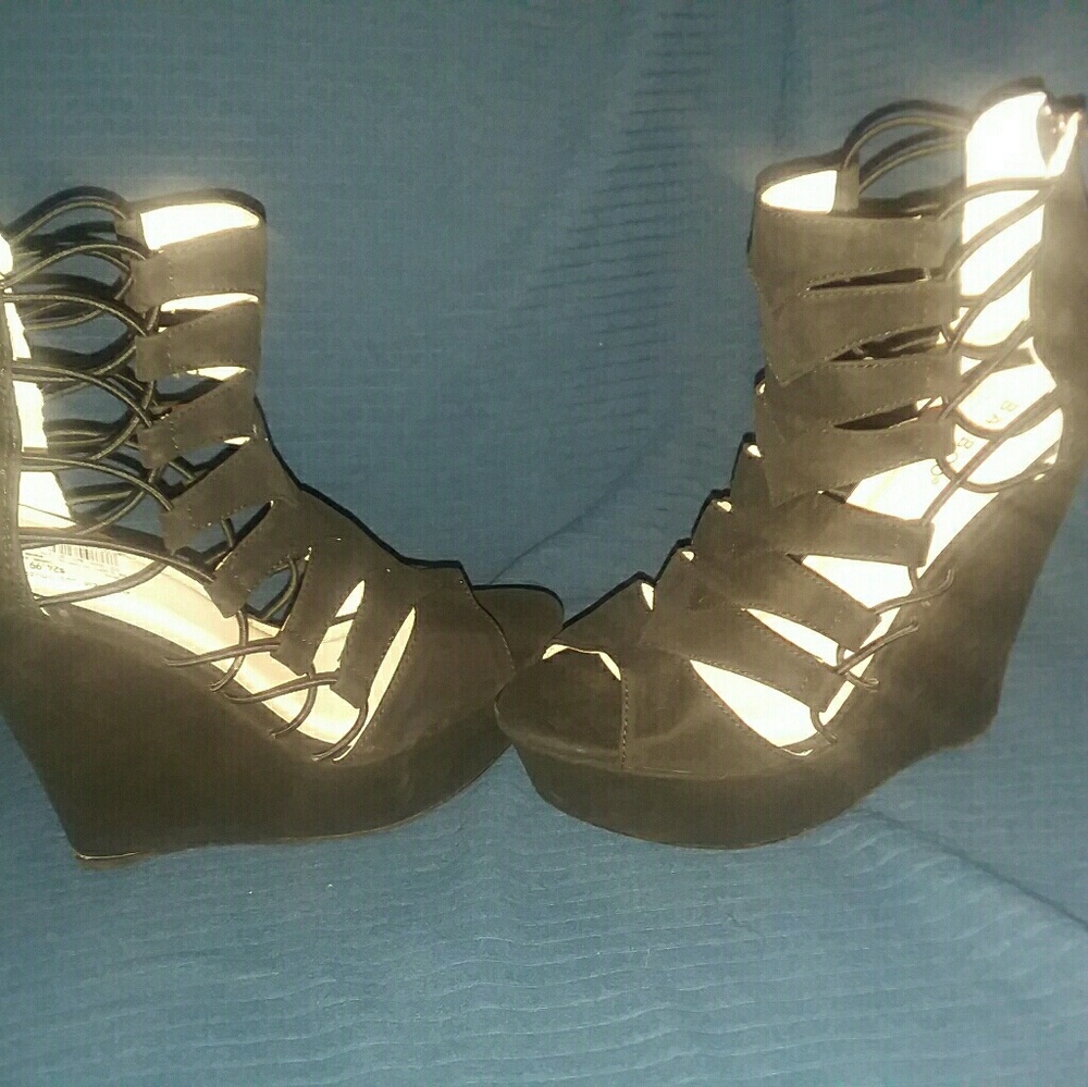 Black Suede Platform Wedge